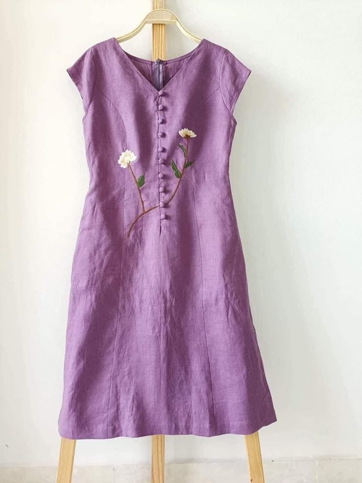 purple embroidered dress