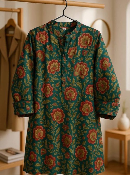 Green floral kurti