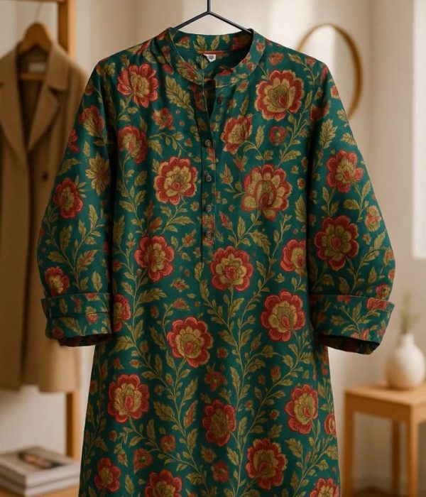 Green floral kurti